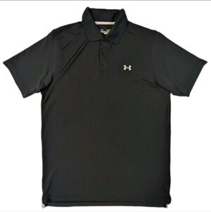 Under Armour HeatGear Polo Shirt Mens Large Black Short Sleeve Golf 1231519